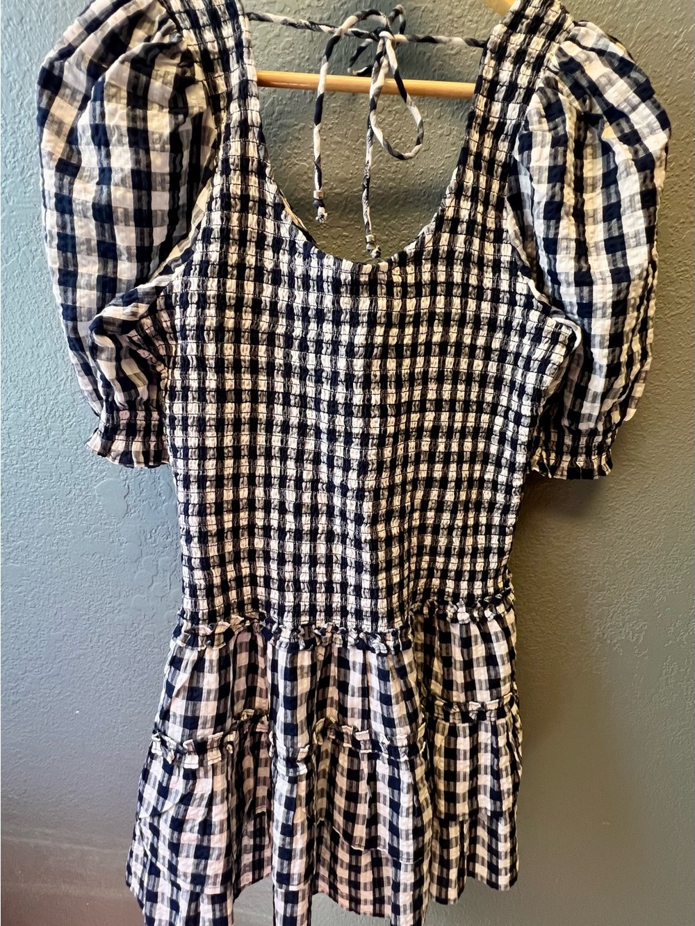 Caroline Constas Gingham Mini Dress in Navy and White - Picture 4 of 6